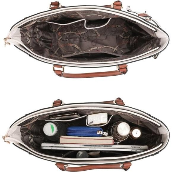 Montana West 3PCS Purses Women Tote Wallet Set Shoulder Bags Beige & Brown NEW - Picture 4 of 6